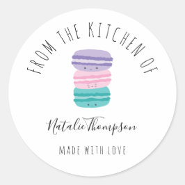 Adesivo Redondo Macarões bonitos da cozinha do cozimento caseiro