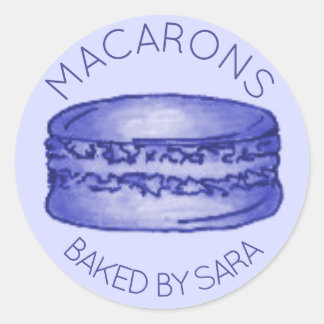 Adesivo Redondo Macaron Francês Roxo Cookie Feito Em Homemade