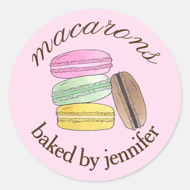 Adesivo Redondo Macaron French Paery Cookies Macarons Fabricados p (Frente)