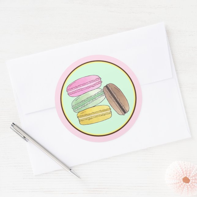 Adesivo Redondo Macaron French Paery Cookies Macarons Patisserie (Envelope)