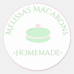 Adesivo Redondo Macaron Heart Logo Stickers Homemade Bakery