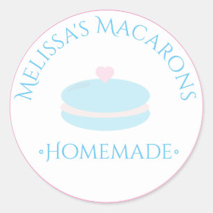 Adesivo Redondo Macaron Heart Logo Stickers Homemade Bakery