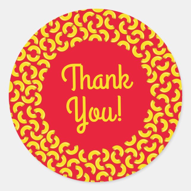 Adesivo Redondo Macaroni e Festa de aniversário de queijo (Frente)