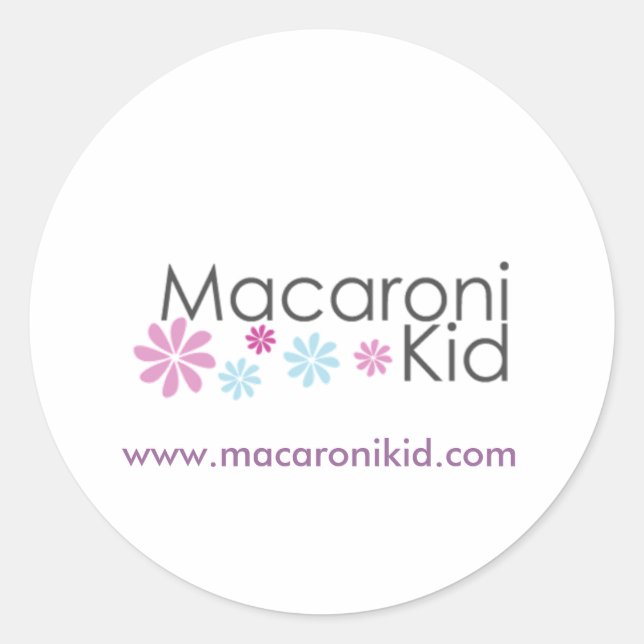 Adesivo Redondo Macaroni Kid Round Stickers (Frente)