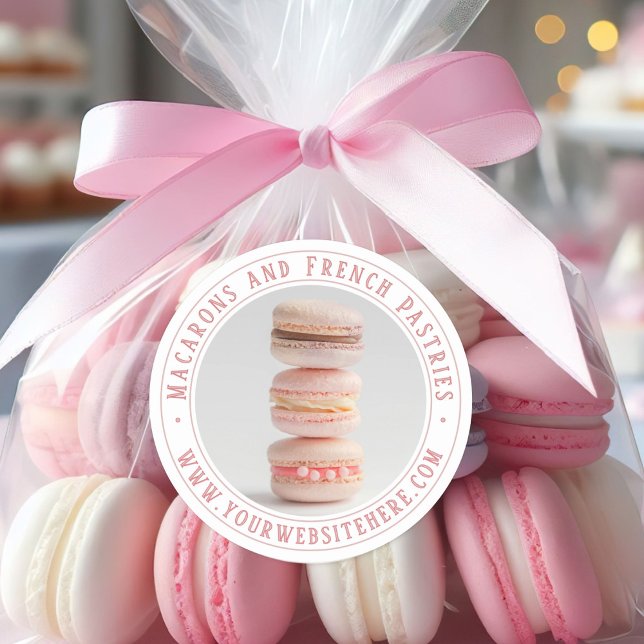 Adesivo Redondo Macarons and French Pastries Bakery (Criador carregado)