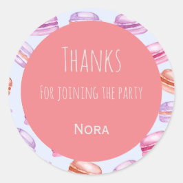 Adesivo Redondo Macaroons obrigados crianças festas a favor