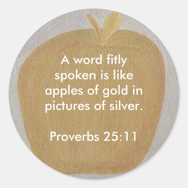 Adesivo Redondo Maçãs de ouro em imagens de prata, autocolantes (Frente)