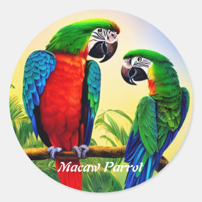 Adesivo Redondo Macaw Parrot (Frente)
