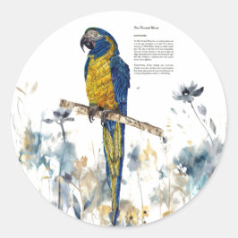 Adesivo Redondo Macaw Pintado Com Mão Ameaçado