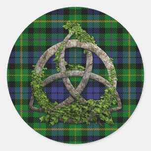 Adesivo Redondo MacBride Tartan E Celtic Trinity Knot