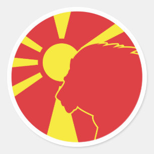 Adesivo Redondo Macedônia Leão Macedônio - Bandeira Nacional Anima