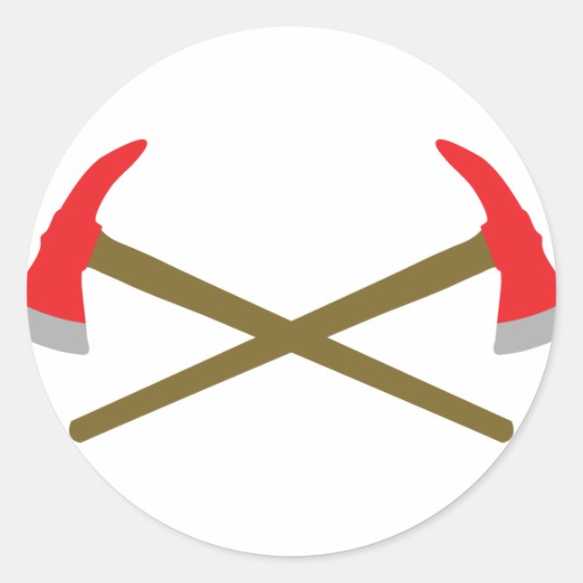 Adesivo Redondo machado de bombeiro cruzado (Frente)