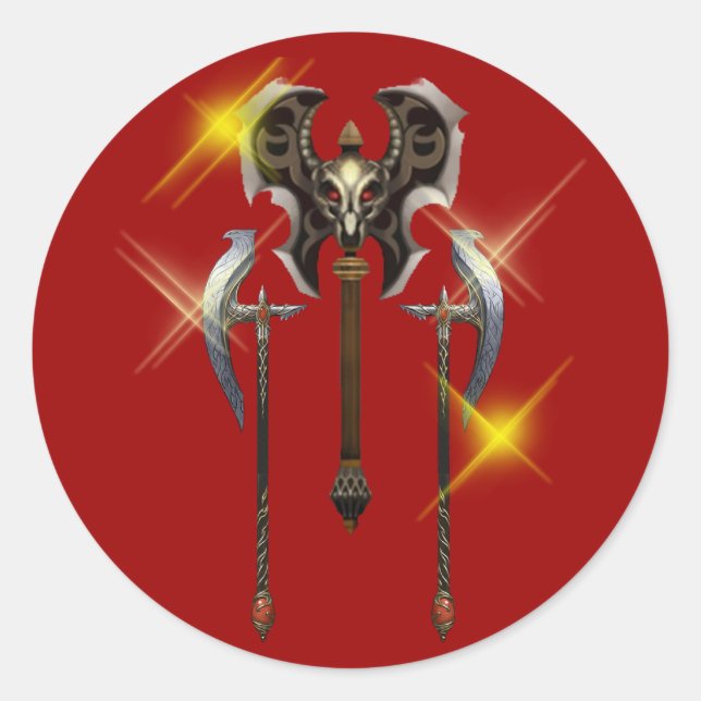 Adesivo Redondo Machado machado de briga battle axe ax (Frente)