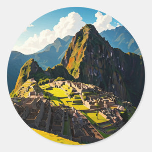 Adesivo Redondo Machu Picchu Peru Viagem Souvenir