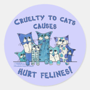 Adesivo Redondo Machucar Felines Crueldade com Gatos