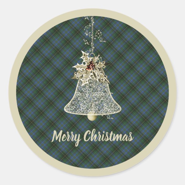 Adesivo Redondo MacInnes Caça Antigo Tartan Escocês Original (Frente)