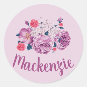 Adesivo Redondo Mackenzie: Floral Custom Vintage Flower Girl