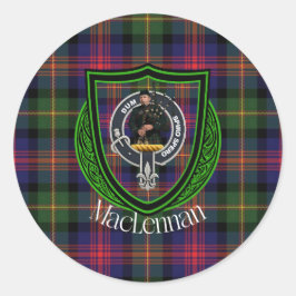 Adesivo Redondo MacLennan Scottish Clan Tartan & Crest