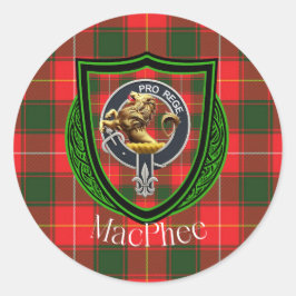 Adesivo Redondo MacPhee Scottish Clan Tartan & Crest