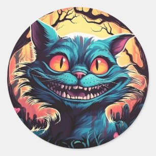 Adesivo Redondo Mad Cheshire Cat Alice no País das Maravilhas