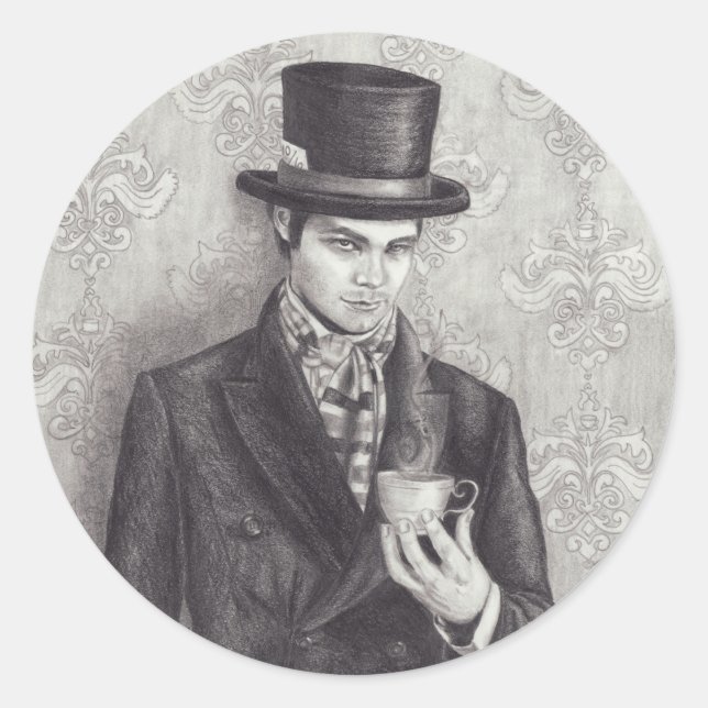 Adesivo Redondo Mad Hatter Sticker Alice no Wonderland Sticker (Frente)