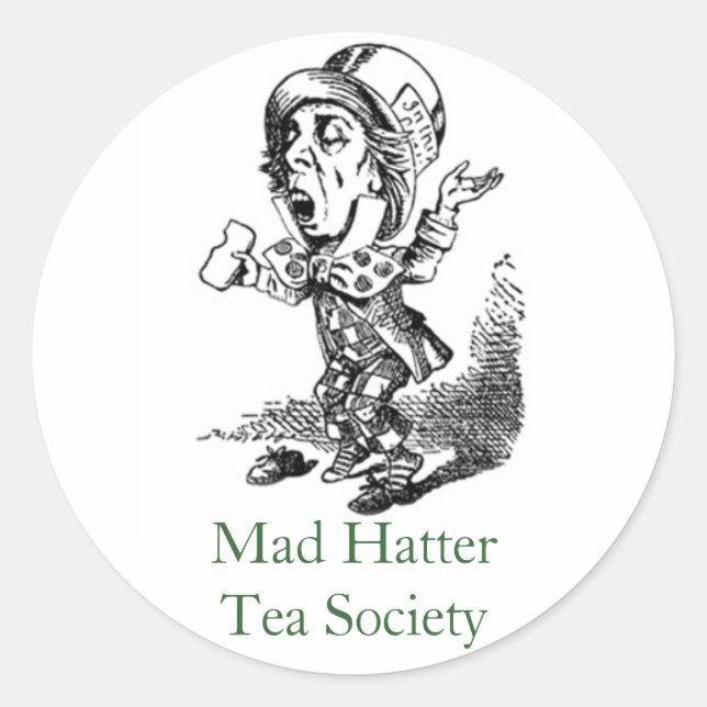 Adesivo Redondo Mad HatterTea Society (Frente)