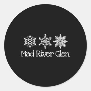 Adesivo Redondo Mad River Glen Vermont Ski Skier Skiing Snowflakes