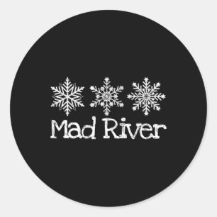 Adesivo Redondo Mad River Mountain Ohio Ski Skiier Skiing Snowflak
