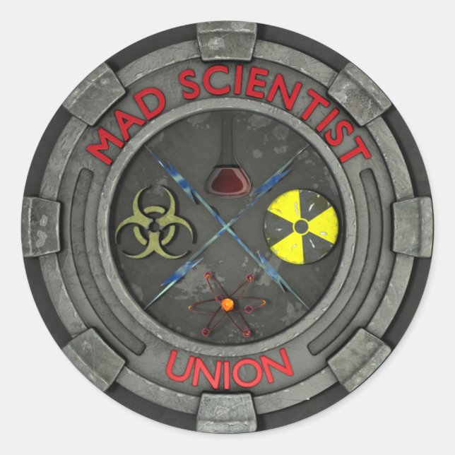 Adesivo Redondo Mad Scientist Union Sticker (Frente)