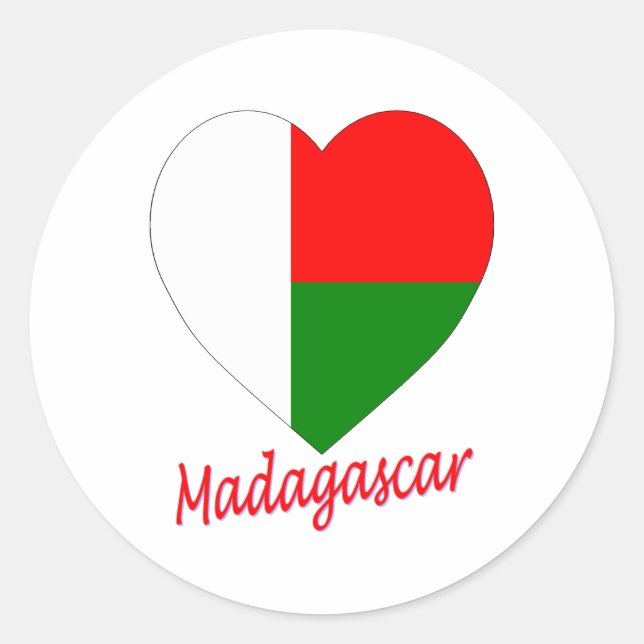 Adesivo Redondo Madagascar Flag Heart (Frente)
