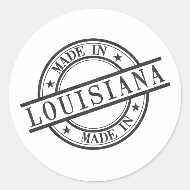 Adesivo Redondo Made In Louisiana Stamp Logo Símbolo Black (Frente)