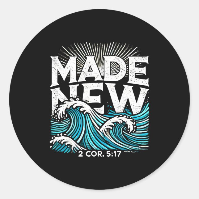 Adesivo Redondo Made New Baptized Baptism  (Frente)