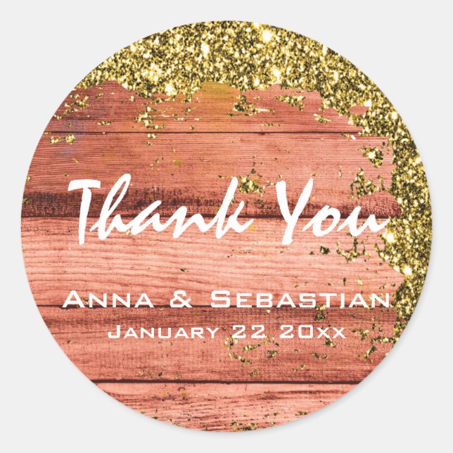 Adesivo Redondo *~* Madeira com folhosas envelhecida com agentes d (Frente)