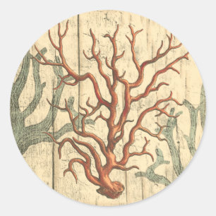 Adesivo Redondo Madeira e coral pequeno