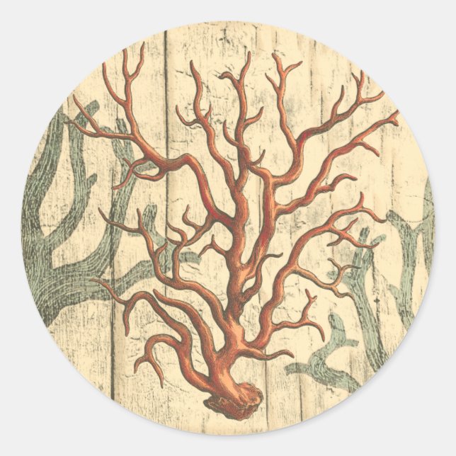 Adesivo Redondo Madeira e coral pequeno (Frente)