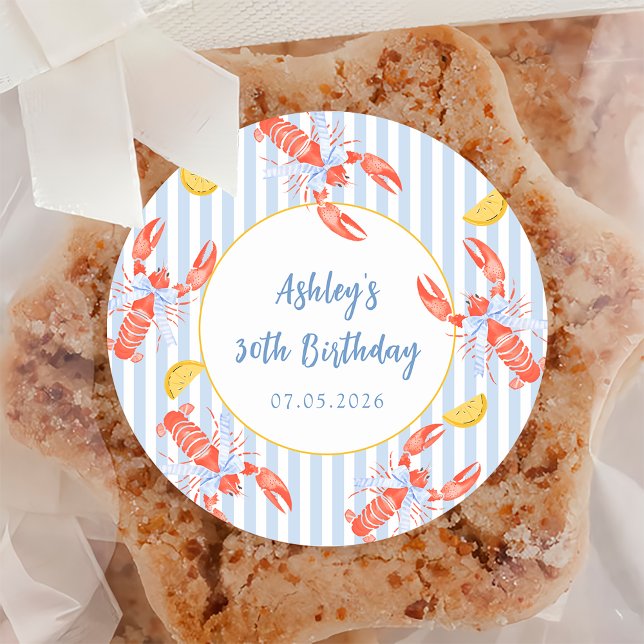 Adesivo Redondo Madeira mariscada Assar de lavagante de lavagante  (Criador carregado)