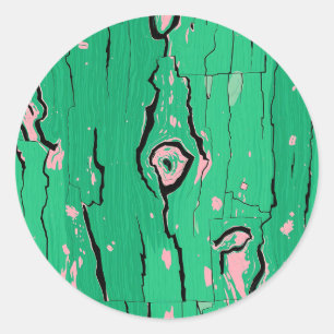 Adesivo Redondo Madeira Neon Verde Pop Art Grão Abstrato Casca 