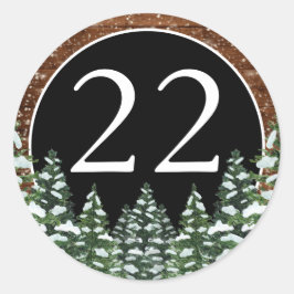 Adesivo Redondo Madeira Neve Negra e Pinheiro Florestal