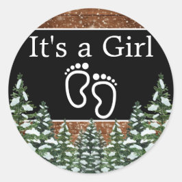 Adesivo Redondo Madeira Neve Negra E Pinheiro Florestal É UMA GARO