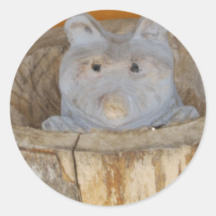 Adesivo Redondo madeira raccoon