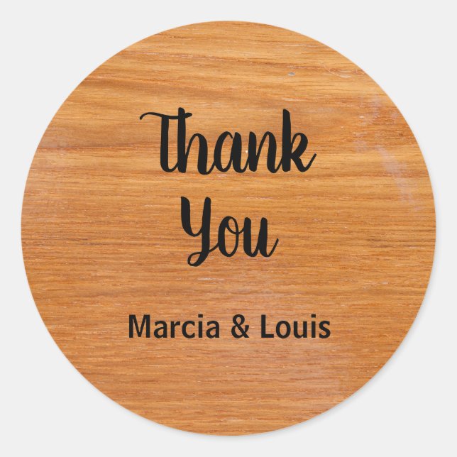 Adesivo Redondo Madeira russa com nomes (Frente)