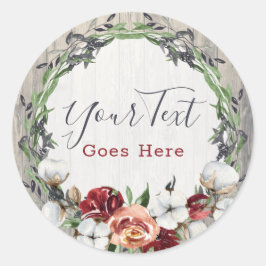 Adesivo Redondo Madeira russa e algodão do sul do país Boutique