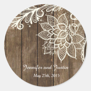 Adesivo Redondo madeira rústica do laço do selo do envelope de 2