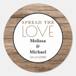 Adesivo Redondo Madeira Rústica Espalha O Favor Do Casamento Do Am
