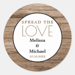 Adesivo Redondo Madeira Rústica Espalha O Favor Do Casamento Do Am