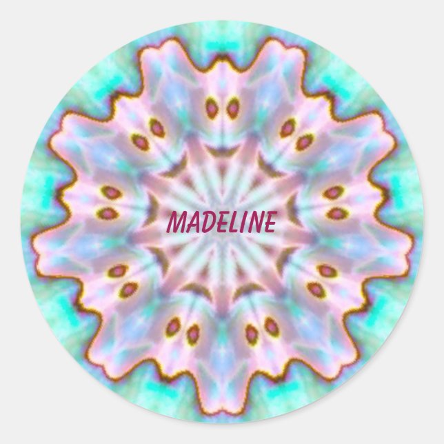 Adesivo Redondo MADELINE ~ Personalizado Paua Shell Fractal ~ (Frente)
