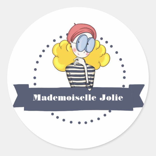 Adesivo Redondo Mademoiselle Jolie Stickers (Frente)