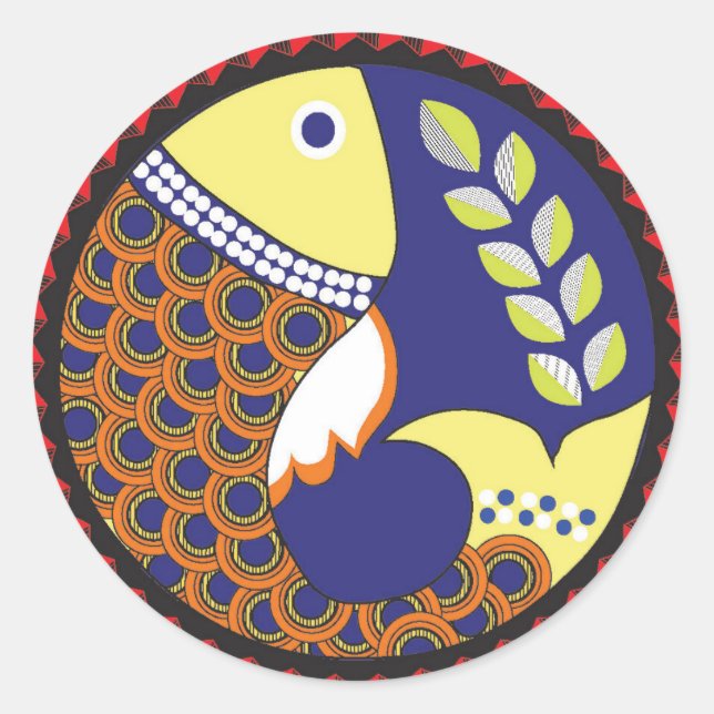 Adesivo Redondo Madhubani Art Sticker (Frente)