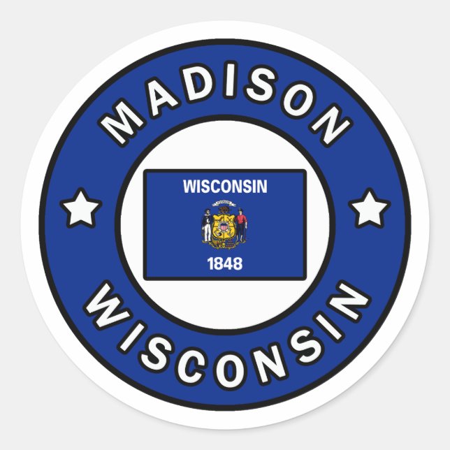 Adesivo Redondo Madison Wisconsin (Frente)