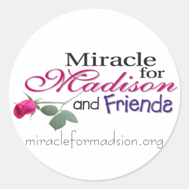 Adesivo Redondo madisonandFrios, miracleformadsion.org (Frente)